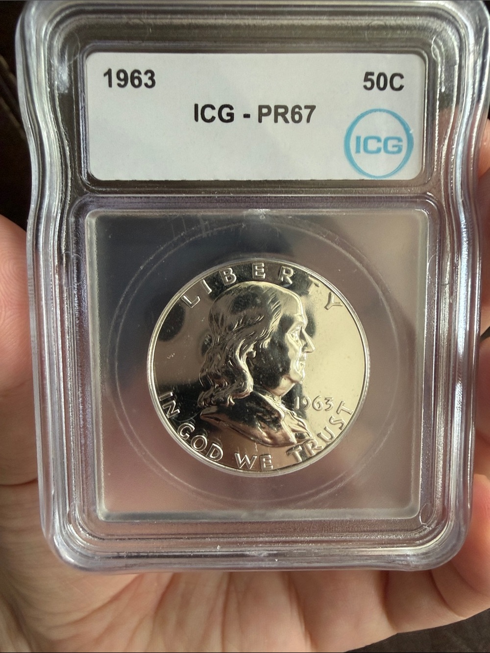 2pc LOT •FRANKLIN HALF DOLLAR• Graded ICG PR-67 >> 1961 & 1963 - Picture 3 of 8